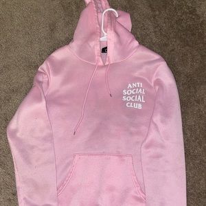 Anti social social club pink hoodie